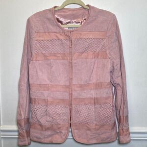 Soft Girl Y2K Quiet Luxury Bradley Bayou Pink Leather Jacket Perforated Womens L